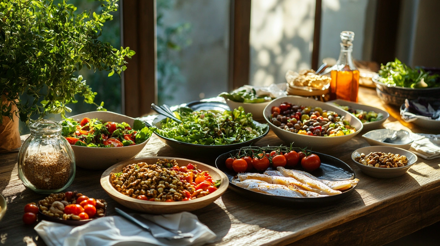 Середземноморська дієта з оливковою олією, рибою та овочами